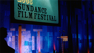 Picture of the awards podium at the Sundance Film Festival