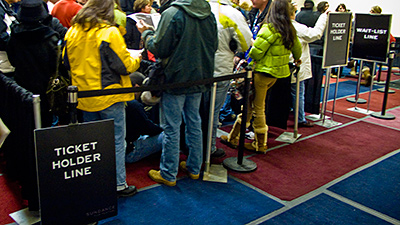 Picture of people waiting in the ticketholder line at the Sundance Film Festival