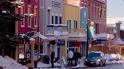 Picture of historic buildings on Main Street, Park City, Utah.