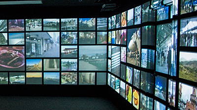 Picture of a video wall at the Sundance Film Festival